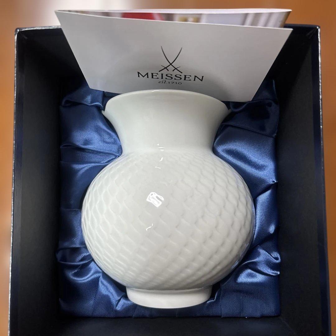 【新品・未使用】マイセン　MEISSEN花瓶　波の戯れ　陶器　白