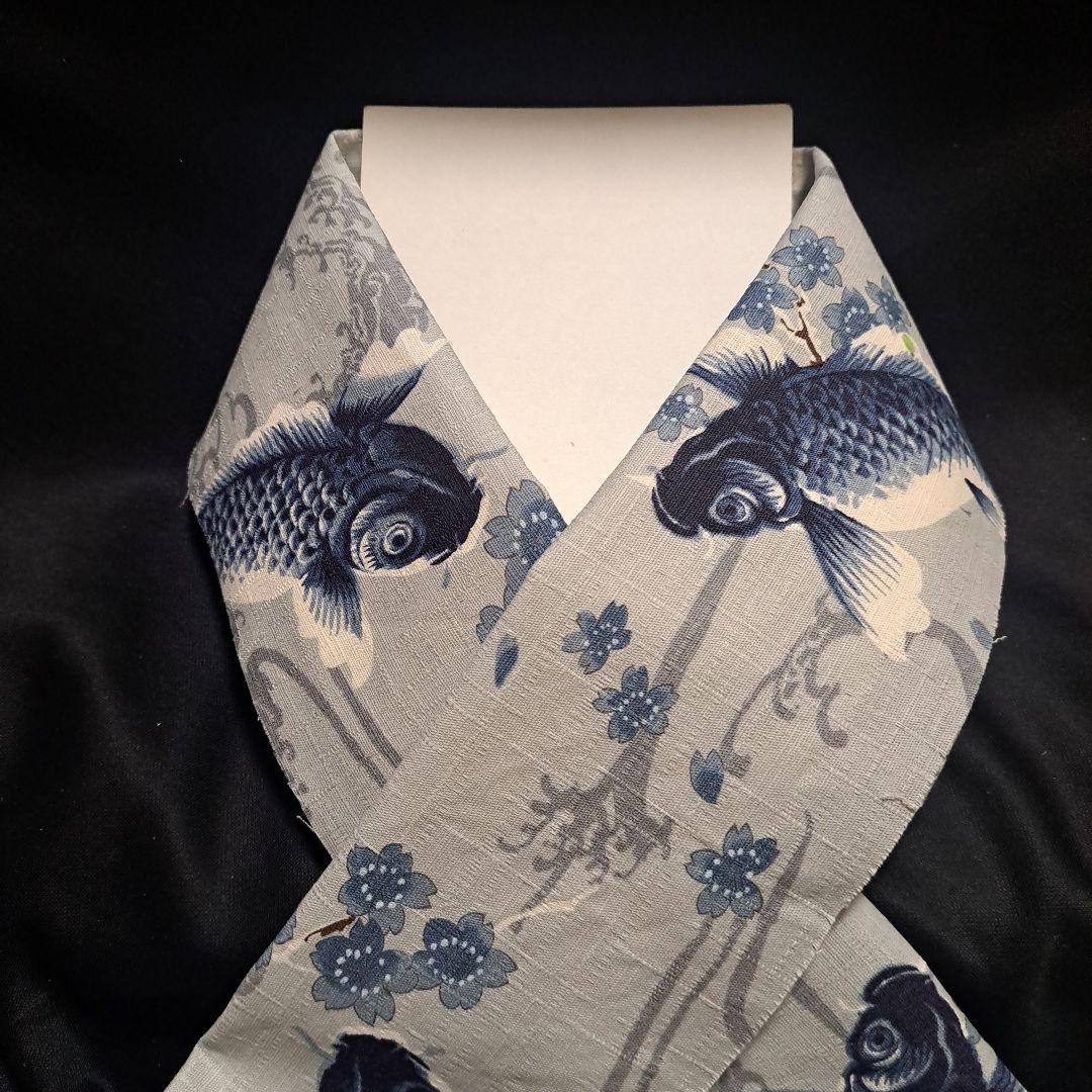 半襟　半衿　ハンドメイド　生地　富士　波　千鳥　和柄　仕付けしやすい芯付き