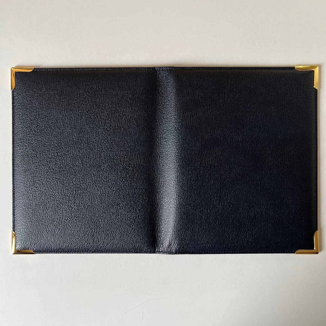 WAKO 本革 二つ折り写真立て ネイビーブラック <0811zフォトフレーム>