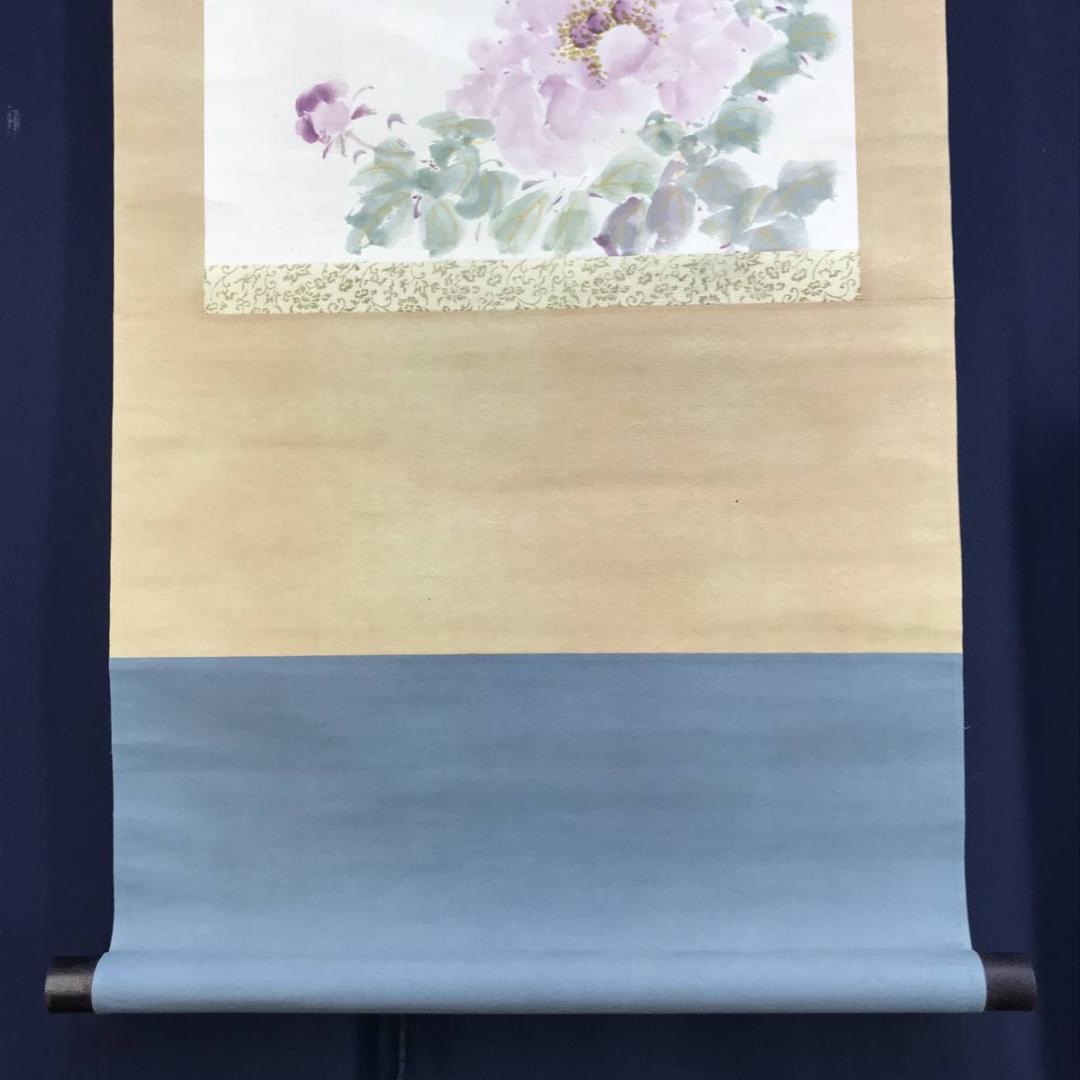 【真作】高木栗軒/牡丹図/ボタン図/花図/横物/掛軸/名家伝来/AD-785