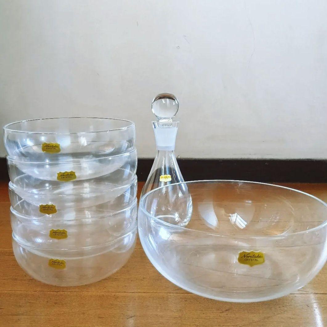 【未使用】ノリタケクリスタル　ガラスボウルとデキャンタのセット