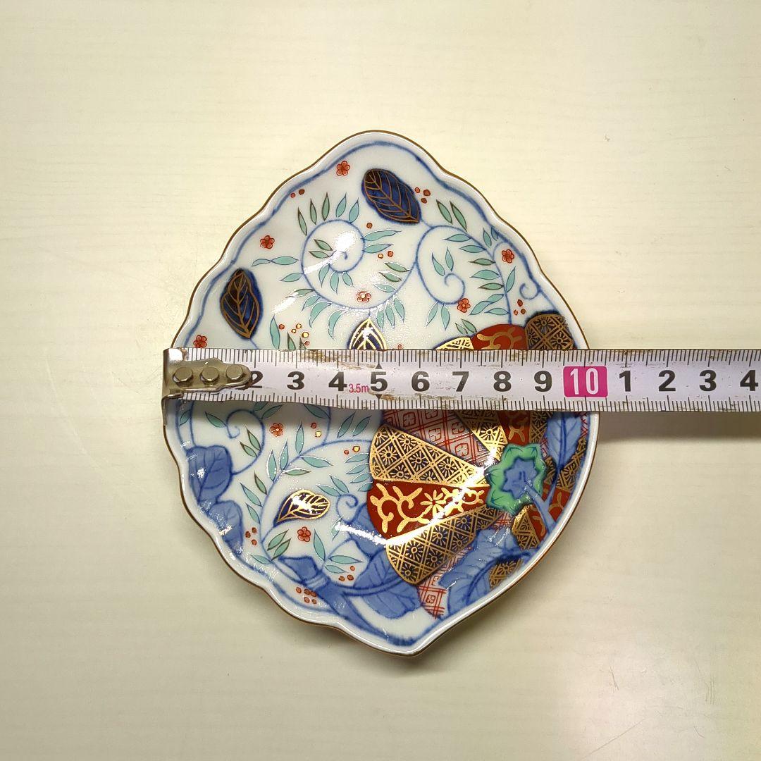 賞美堂　其泉窯　鮑型　金彩色絵菊花唐草紋　和皿揃　小皿揃　銘々皿５枚