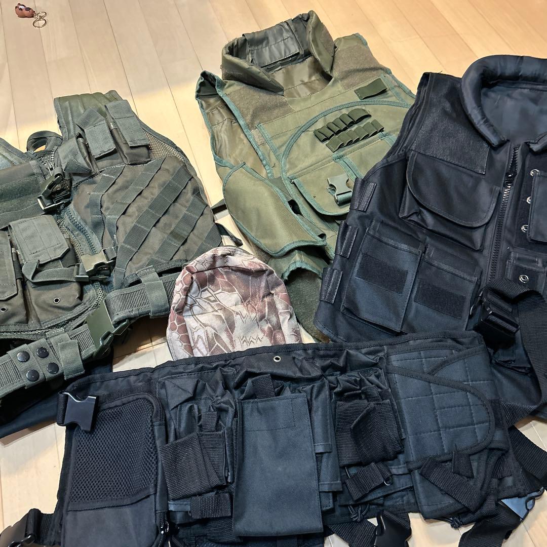 タクティカルベスト　ミリタリーベストセット（ブラック・グリーン・迷彩）