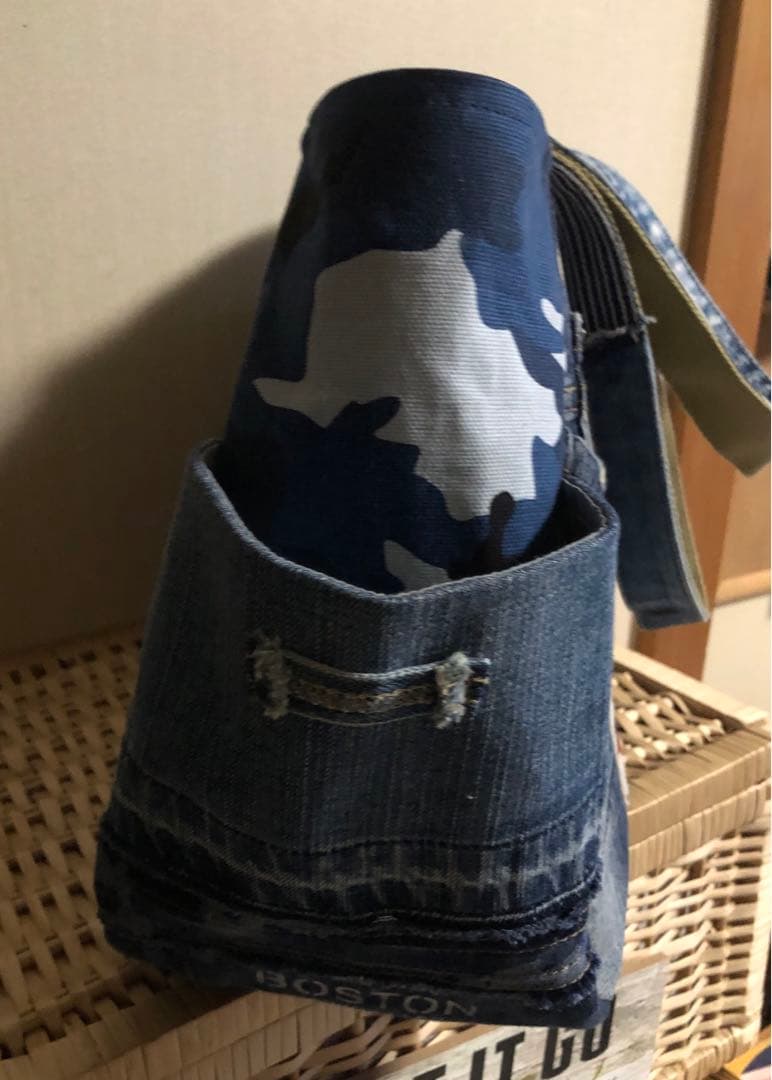 《たろじろ》1800【まんまるトートバッグ(L)】デニムリメイク