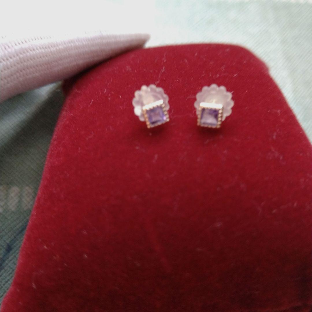 ピアスk10ピンクゴールド 色石