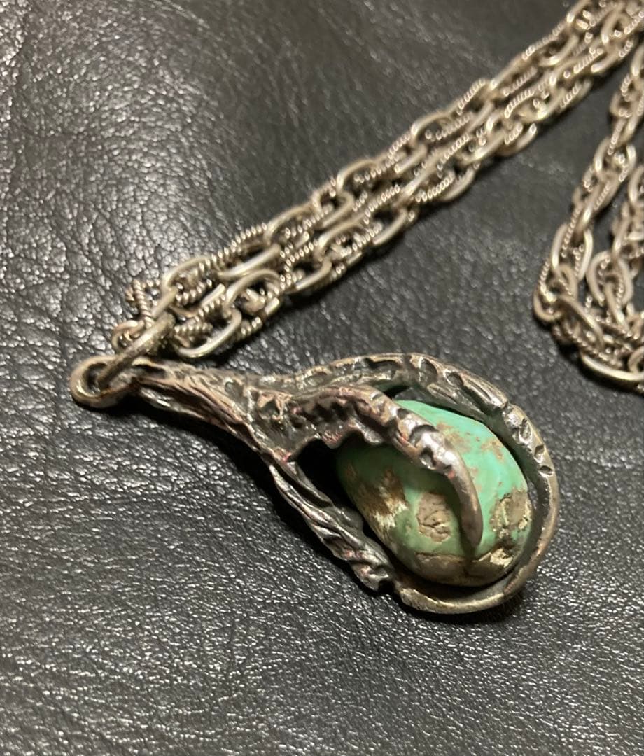 3連休価格Silver 925 イーグルモチーフターコイズネックレストップ