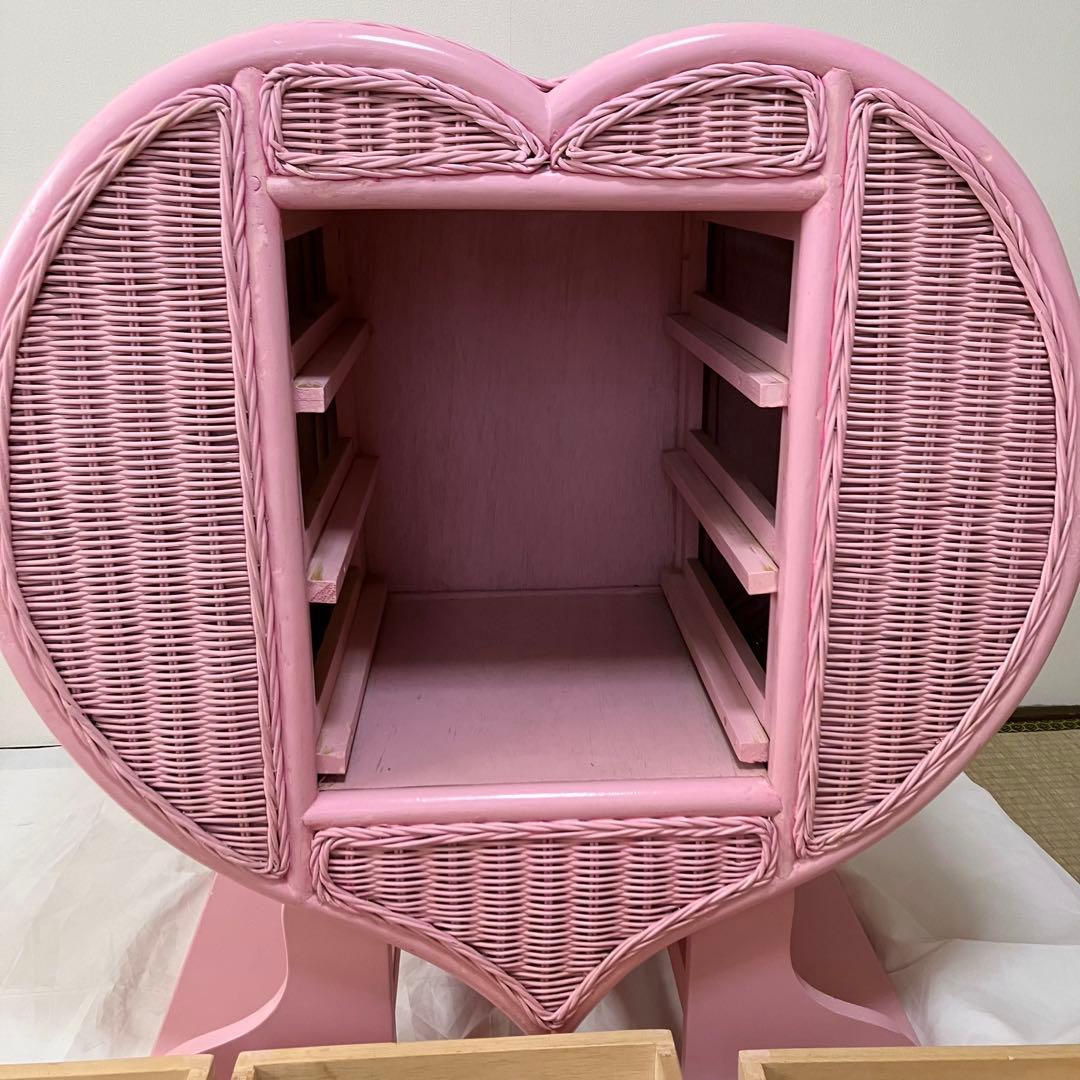 レア貴重Nissen ニッセン♡ラタンハートチェスト♡ピンク♡リメイク♡リペア