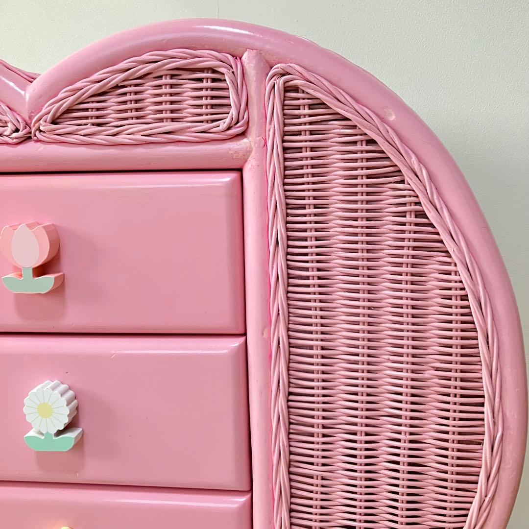 レア貴重Nissen ニッセン♡ラタンハートチェスト♡ピンク♡リメイク♡リペア