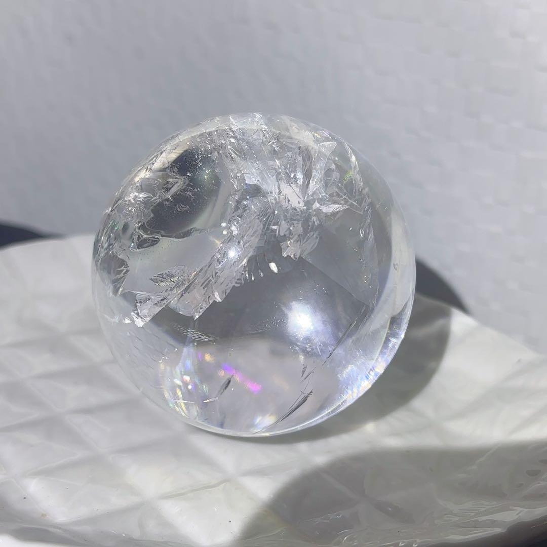 大! 天然石 ハイクオリティ アイリスクォーツ スフィア 本水晶 虹 レインボー