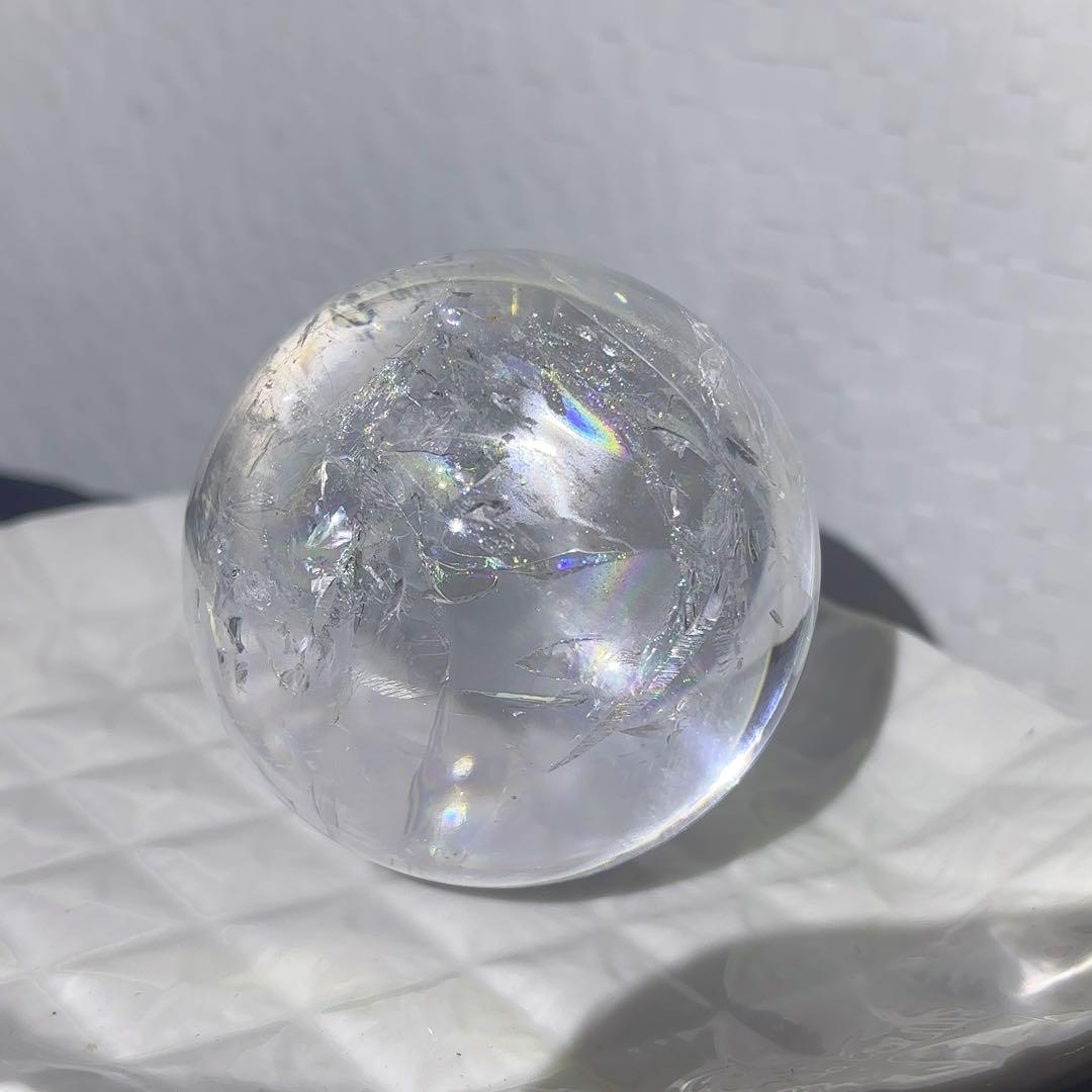 大! 天然石 ハイクオリティ アイリスクォーツ スフィア 本水晶 虹 レインボー