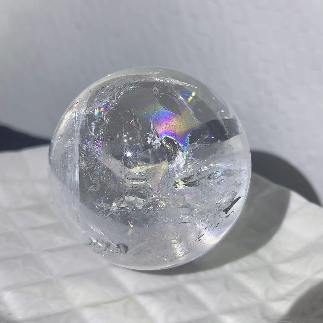 大! 天然石 ハイクオリティ アイリスクォーツ スフィア 本水晶 虹 レインボー