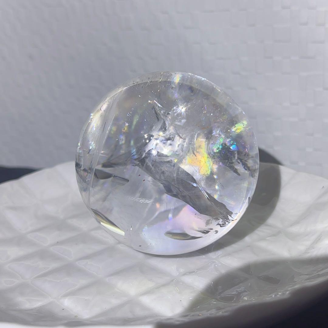 大! 天然石 ハイクオリティ アイリスクォーツ スフィア 本水晶 虹 レインボー