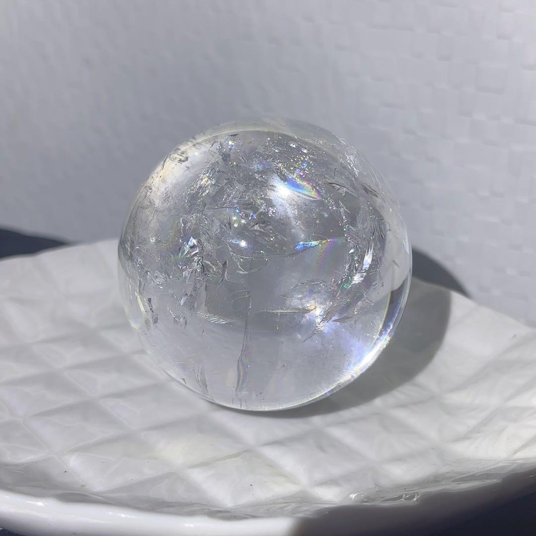 大! 天然石 ハイクオリティ アイリスクォーツ スフィア 本水晶 虹 レインボー