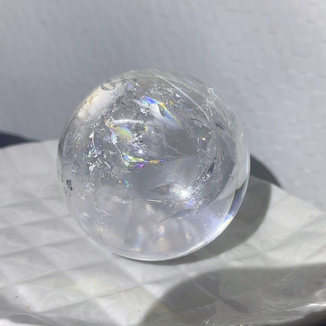 大! 天然石 ハイクオリティ アイリスクォーツ スフィア 本水晶 虹 レインボー