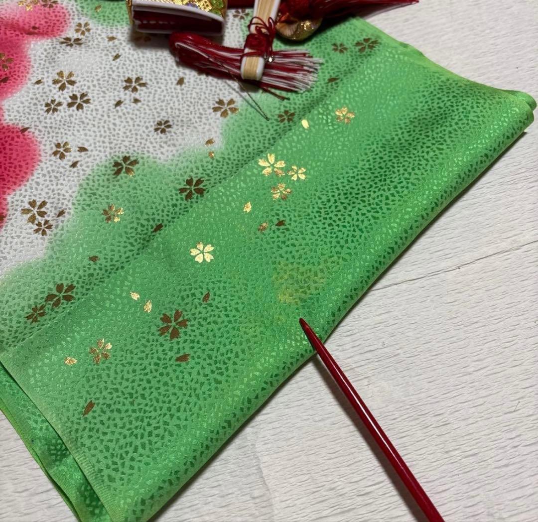 七五三　着物セット　7歳　ピンク色　紫色　正絹　美品