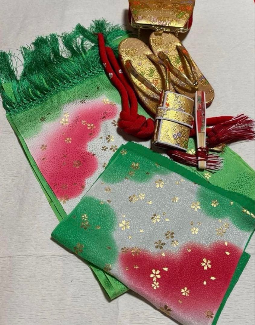 七五三　着物セット　7歳　ピンク色　紫色　正絹　美品