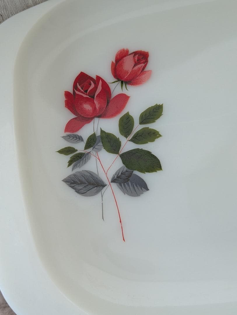 オールドパイレックスJAJ PYREX 大皿 ミルクガラス June Rose