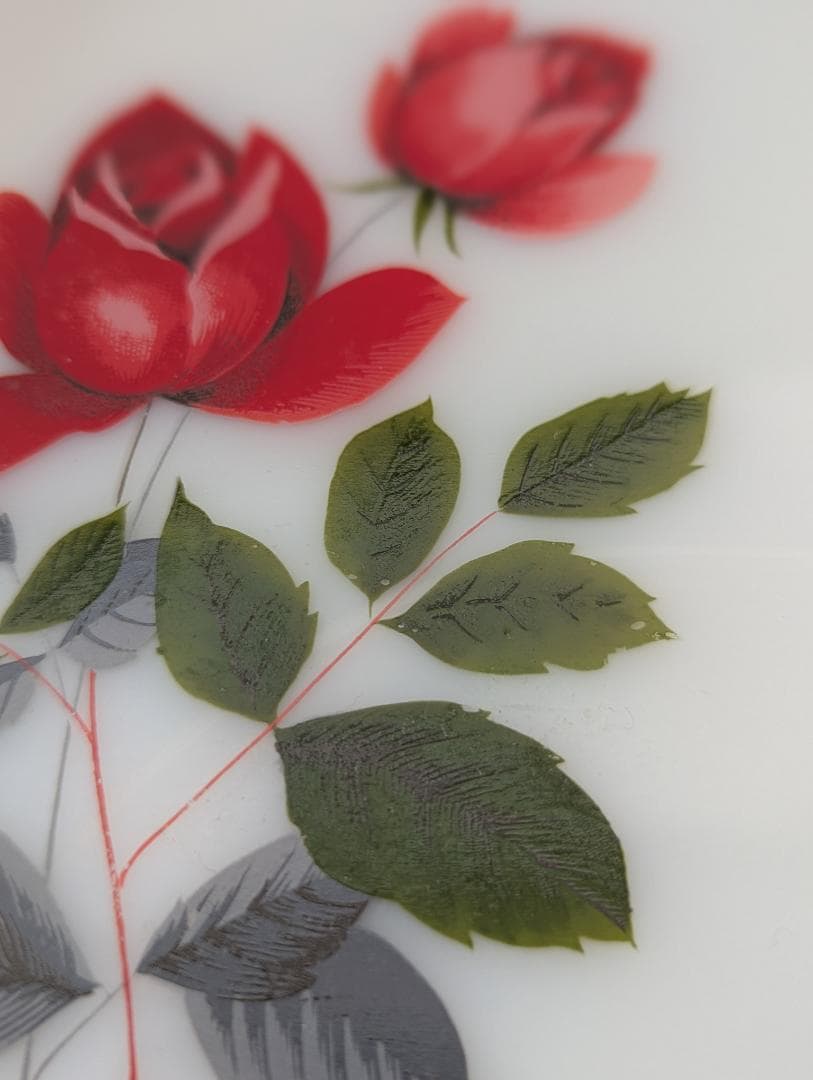 オールドパイレックスJAJ PYREX 大皿 ミルクガラス June Rose