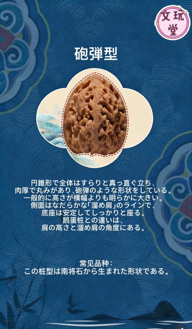 文玩くるみの特徴を知る：10種類の桩型と代表的な品種