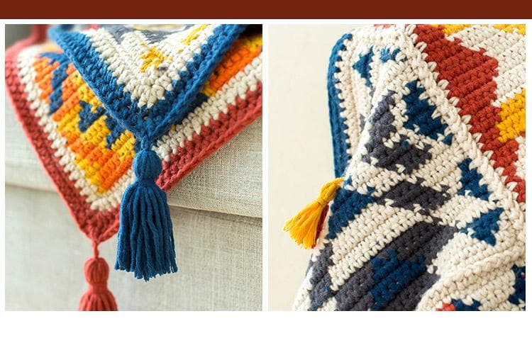 かぎ針編み INDIAN-N エスニック マルチカバー ひざかけ こたつカバー