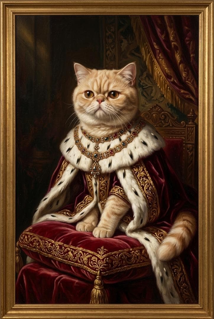 猫（エキゾチックショートヘア）のルネサンス風肖像画 A3額装インテリア壁掛け