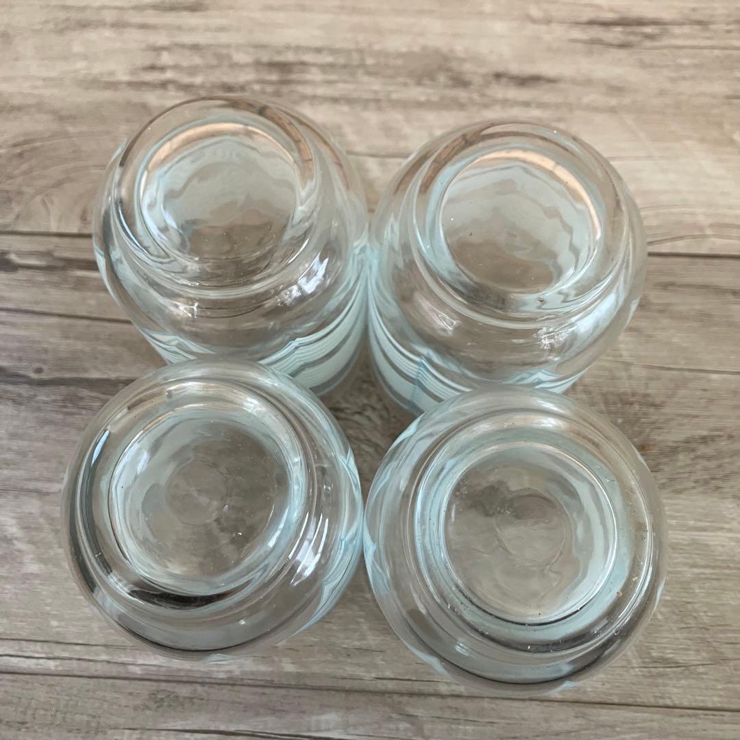 E-1 【昭和レトロ】水色 波模様 グラス 10客セット（箱入り） アンティーク