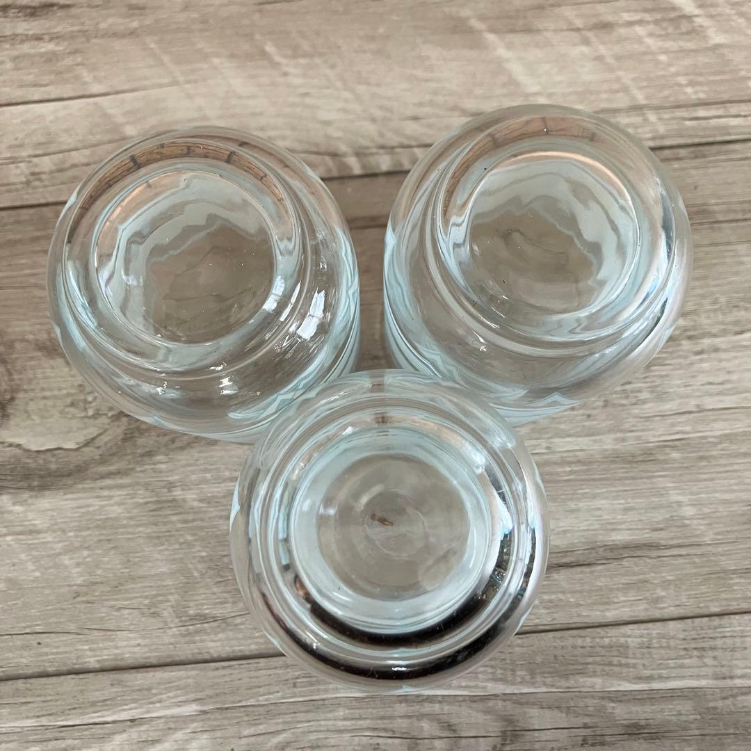 E-1 【昭和レトロ】水色 波模様 グラス 10客セット（箱入り） アンティーク