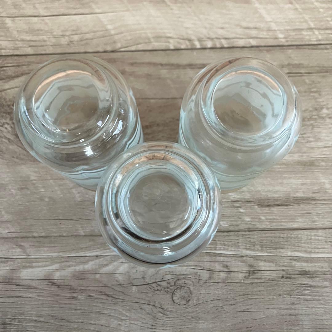 E-1 【昭和レトロ】水色 波模様 グラス 10客セット（箱入り） アンティーク