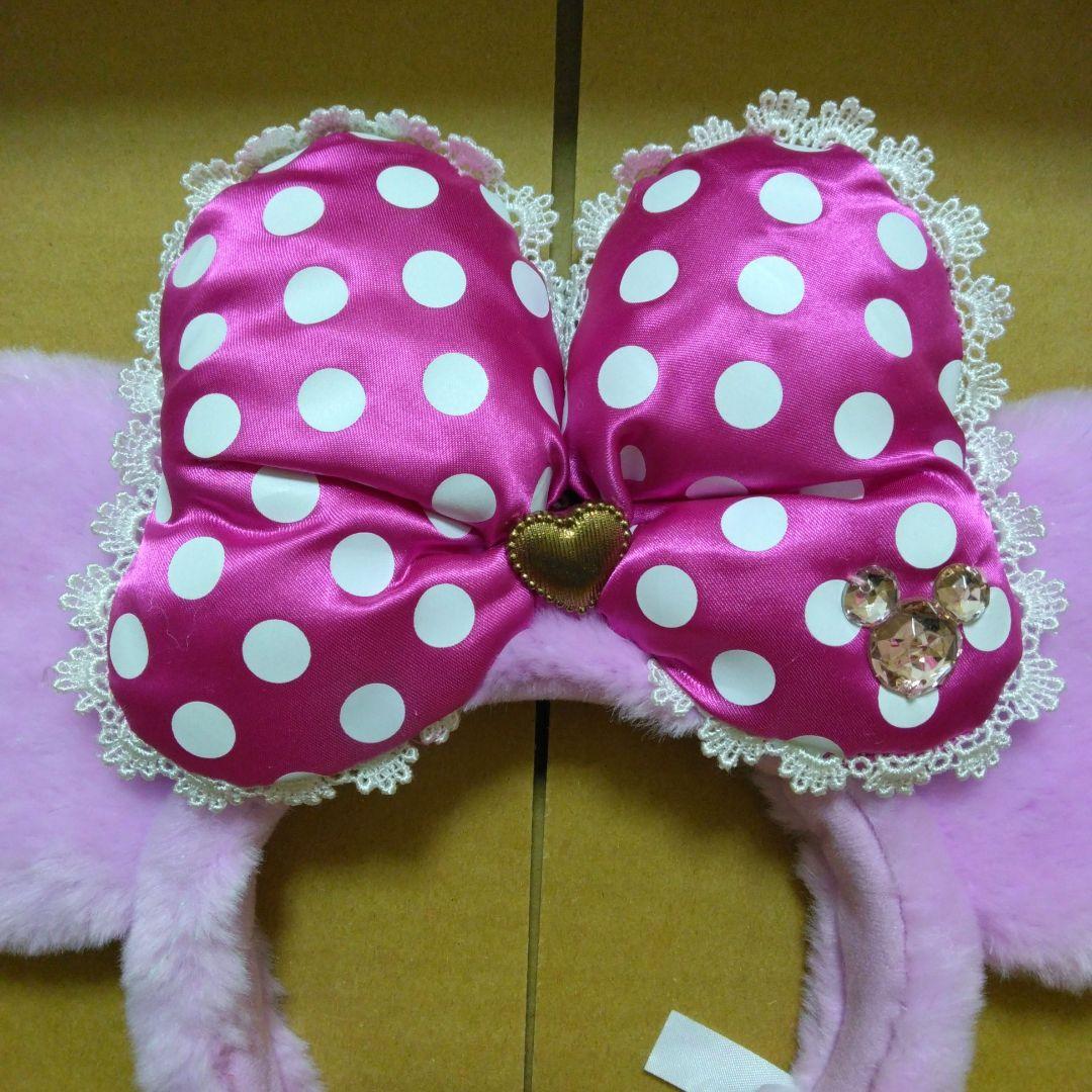 ディズニー　カチューシャ　ミニー　ダイヤ　フリル　紫　パープル　ピンク　ふわふわ