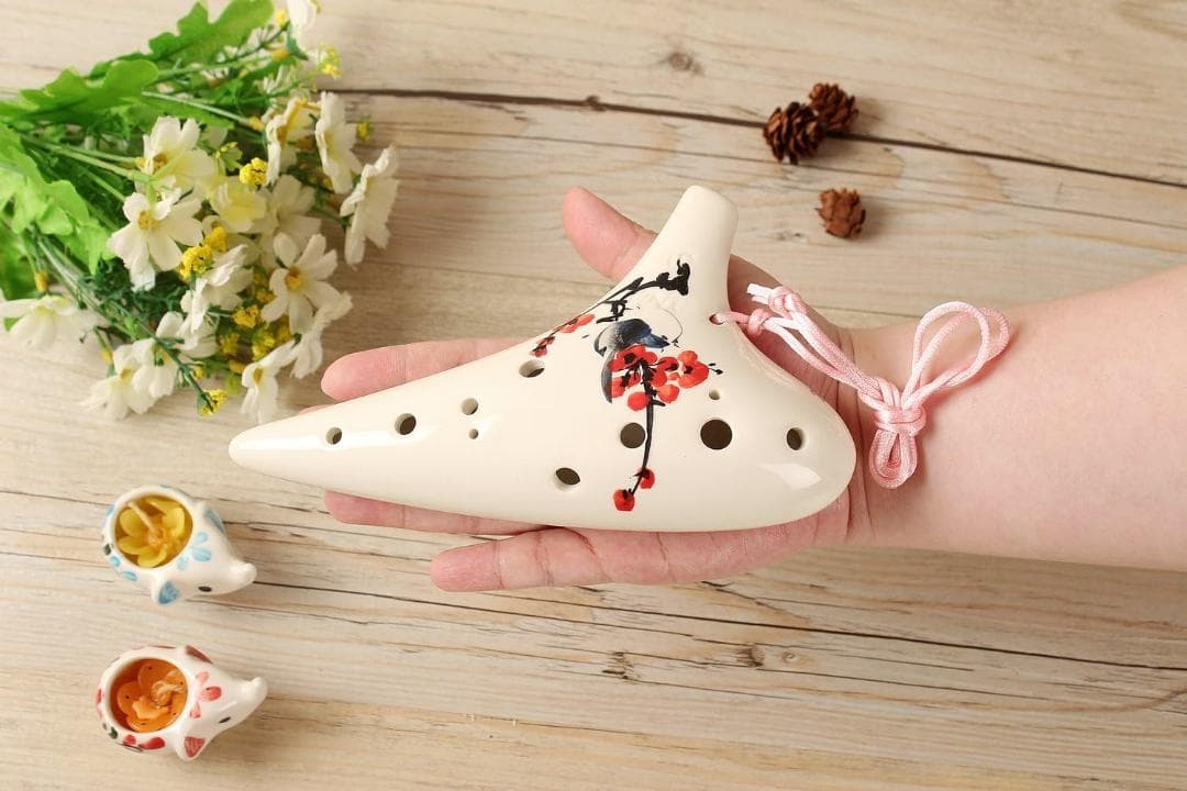 TNG オカリナ 楽器 シングル 12穴 アルト釉薬 フラワー 梅 C調