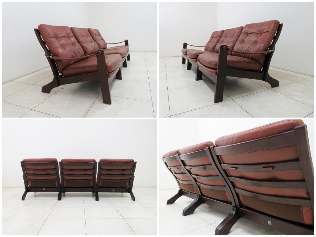 Hock ホック カンディハウス ヴィンテージ 3人掛けソファ セパレート 本革