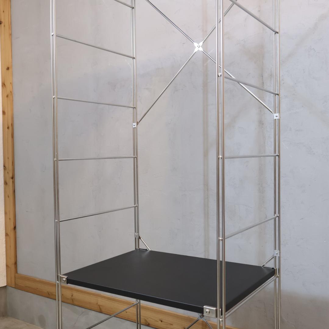 無印良品 MUJI ユニットシェルフ ダークグレー ワードローブバー付き 3段