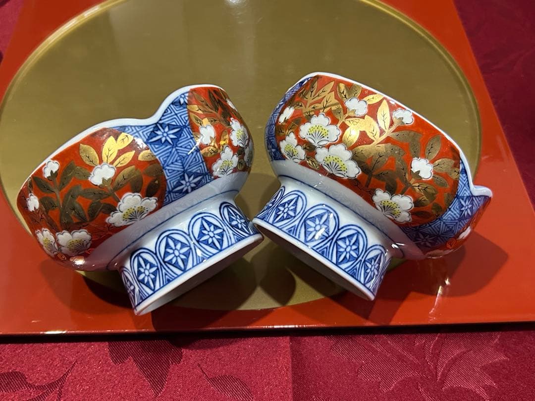 お二人様　お晩酌　九谷焼鶴扇皿　ひさご金箔椀　打出の小槌　白山ねじり梅など未使用