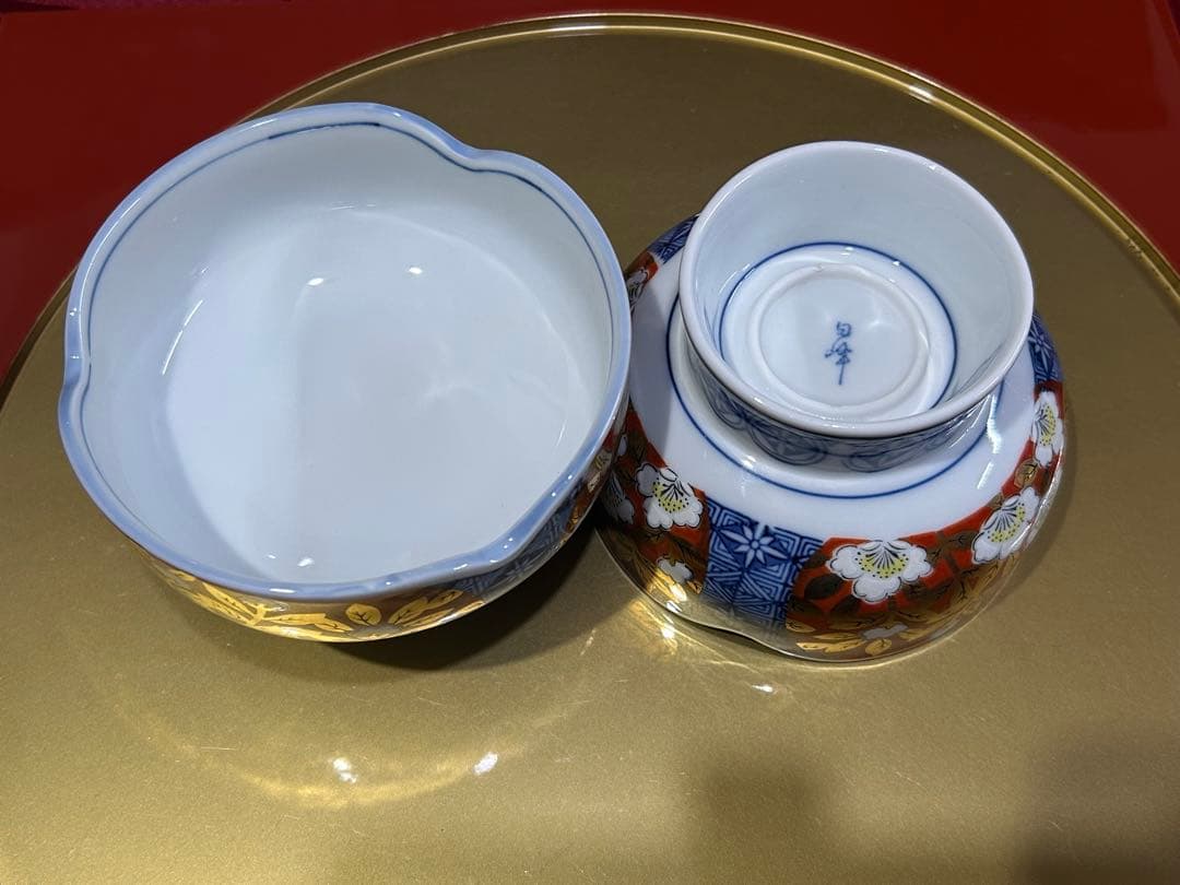 お二人様　お晩酌　九谷焼鶴扇皿　ひさご金箔椀　打出の小槌　白山ねじり梅など未使用