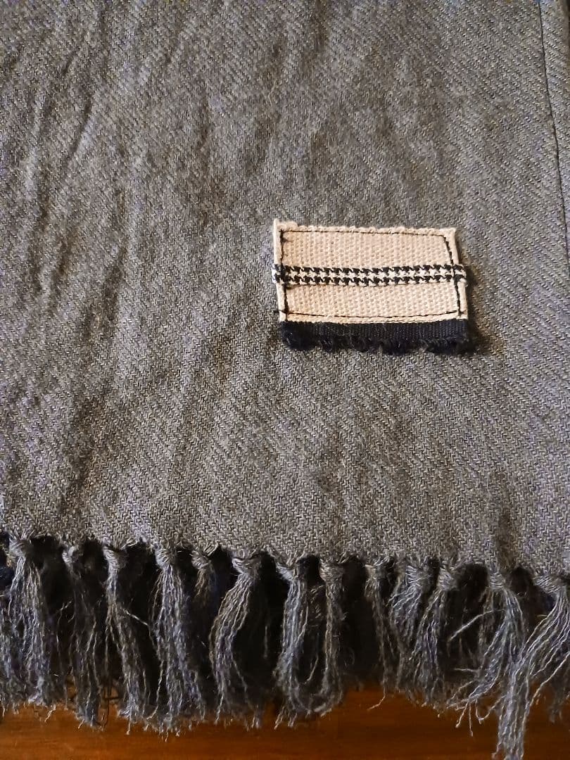 ハンドメイド✰⋆。リネンウールのロングマフラー/グレー