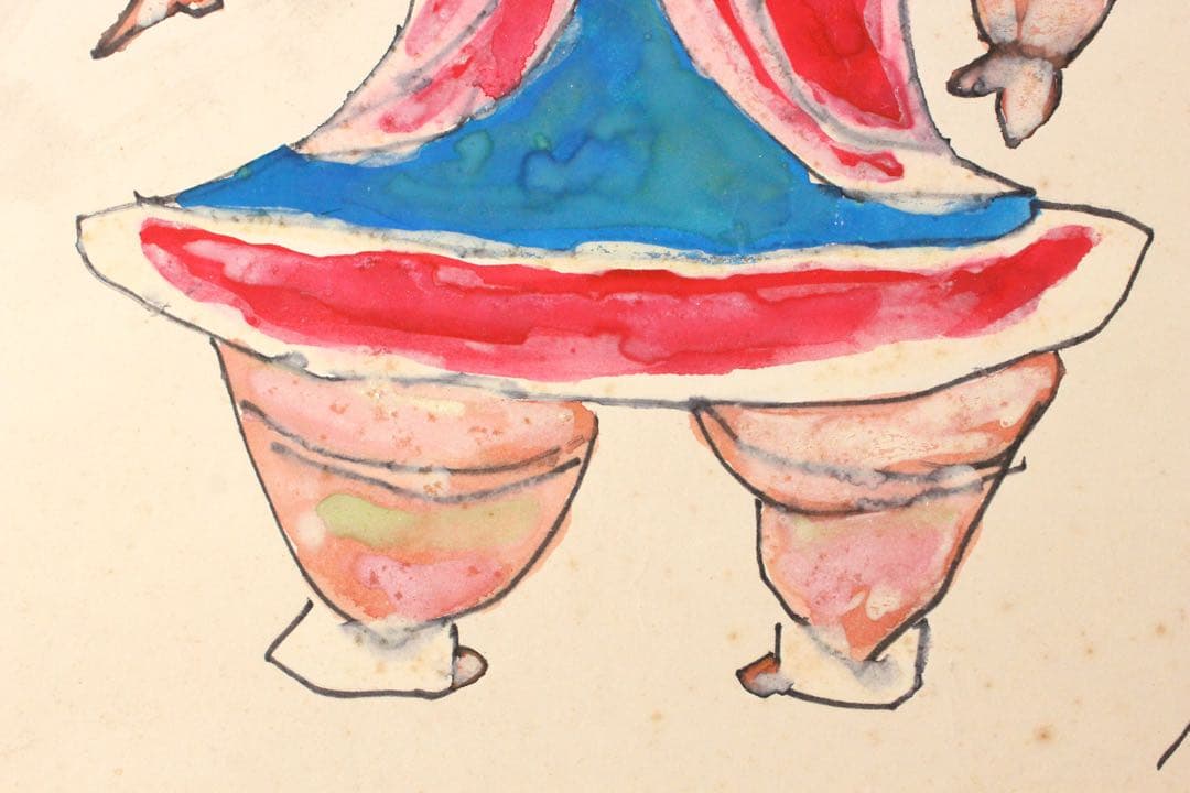 No5085 額装　ヘンリー杉本　遮光器土偶図　1970年　直筆サイン　送料無料