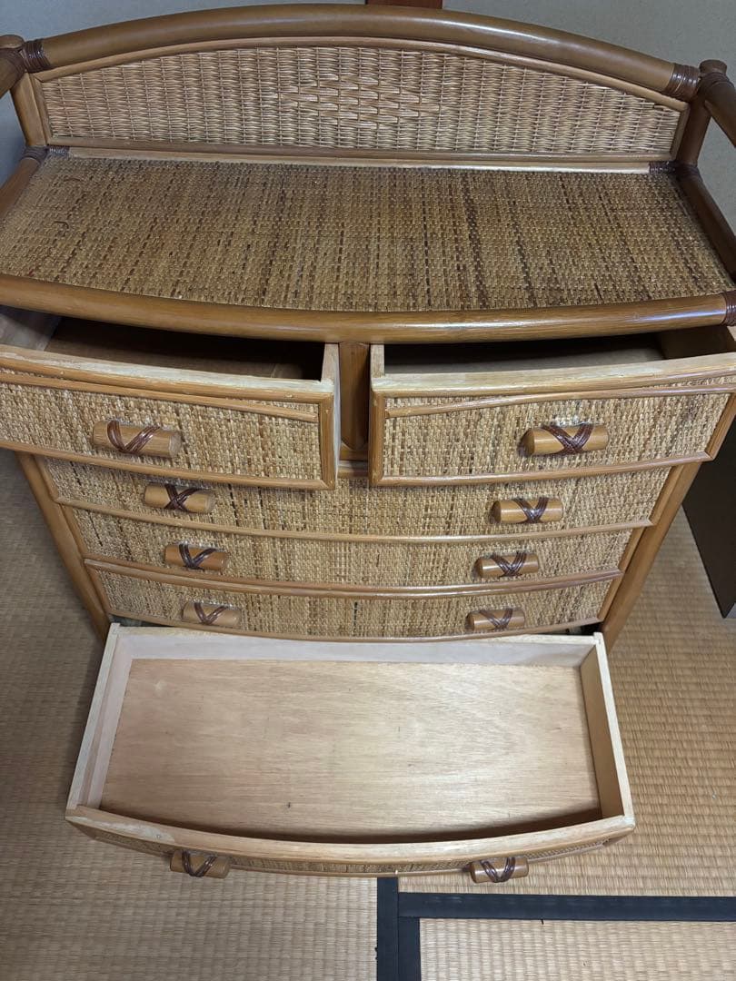 藤家具　ラタン5段チェスト