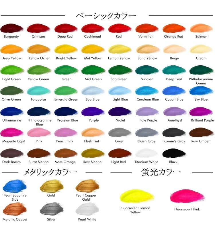 アクリル 絵の具 顔料 22ml 66本 画材 セット 63色 油絵