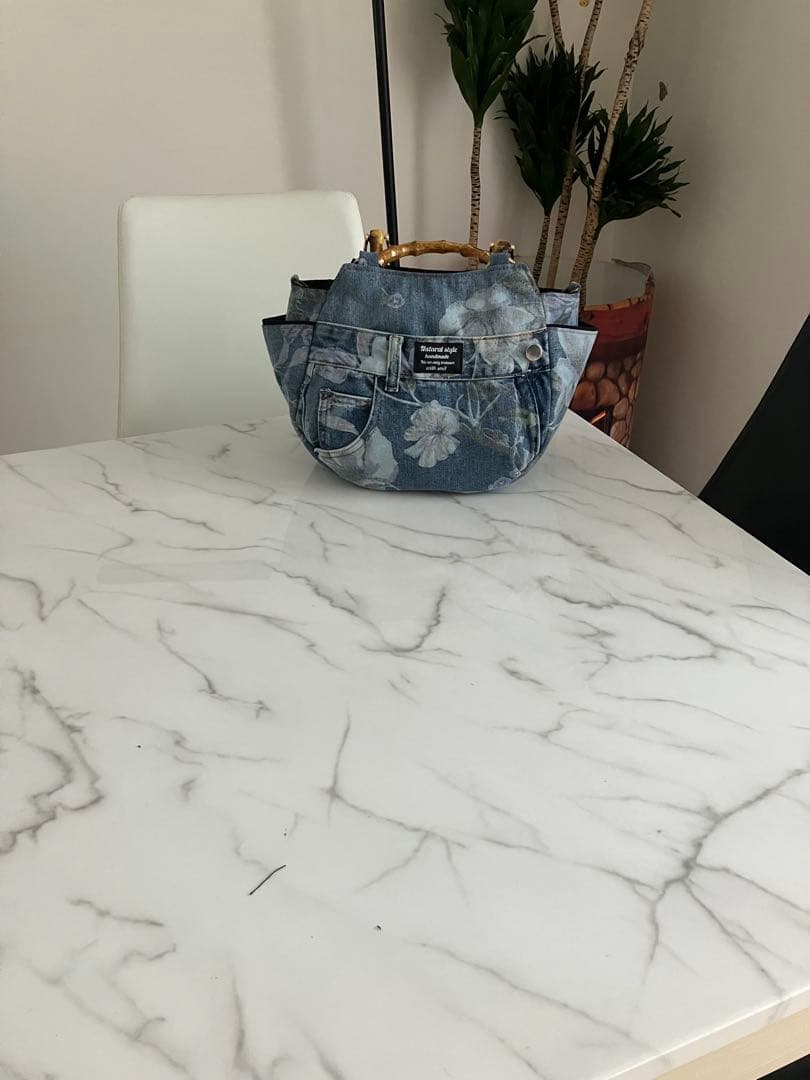 852 あつこ　花柄デニムリメイクバック　ハンドメイド