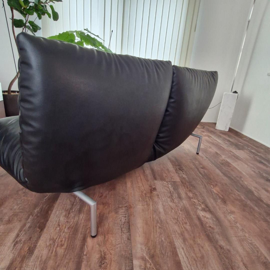 【期間限定】リーンロゼ　保証書付　カラン　２Pリクライニング　合皮ソファ　黒