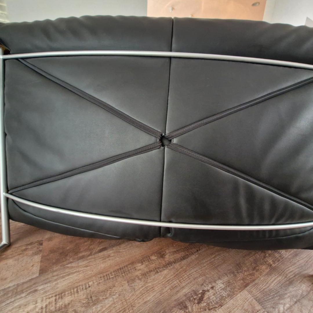 【期間限定】リーンロゼ　保証書付　カラン　２Pリクライニング　合皮ソファ　黒