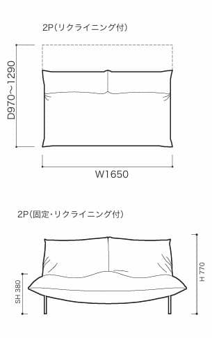 【期間限定】リーンロゼ　保証書付　カラン　２Pリクライニング　合皮ソファ　黒