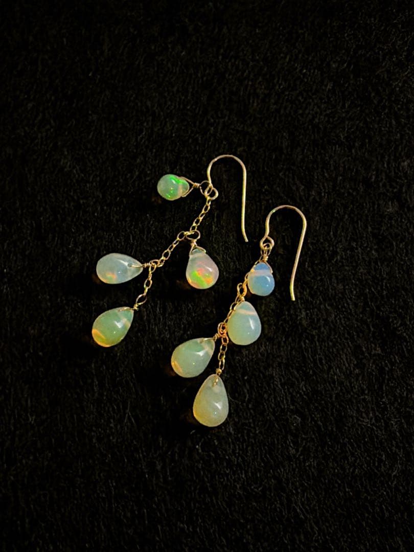 プレシャスオパール　ピアス　ハンドメイド　14kgf