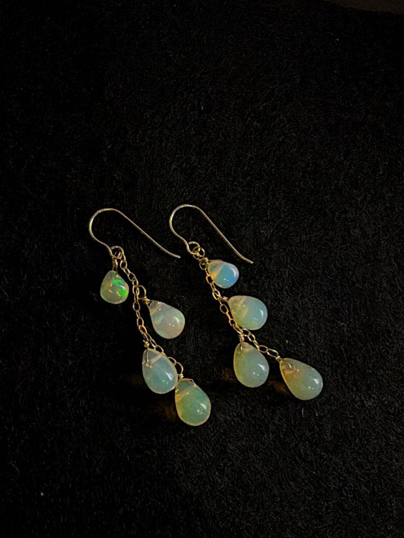 プレシャスオパール　ピアス　ハンドメイド　14kgf