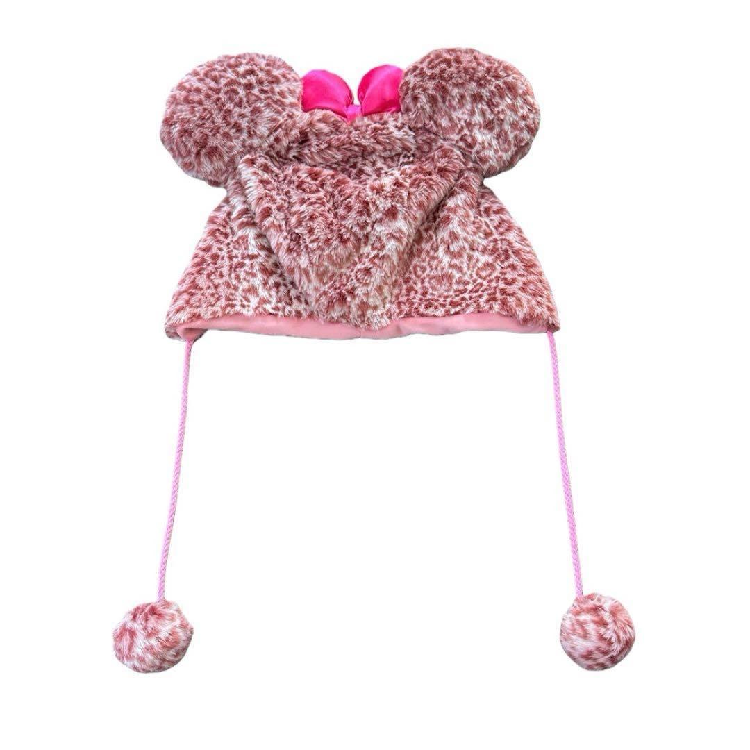 ディズニー　ミニーちゃん　ファンキャップ　ヒョウ柄　ピンク
