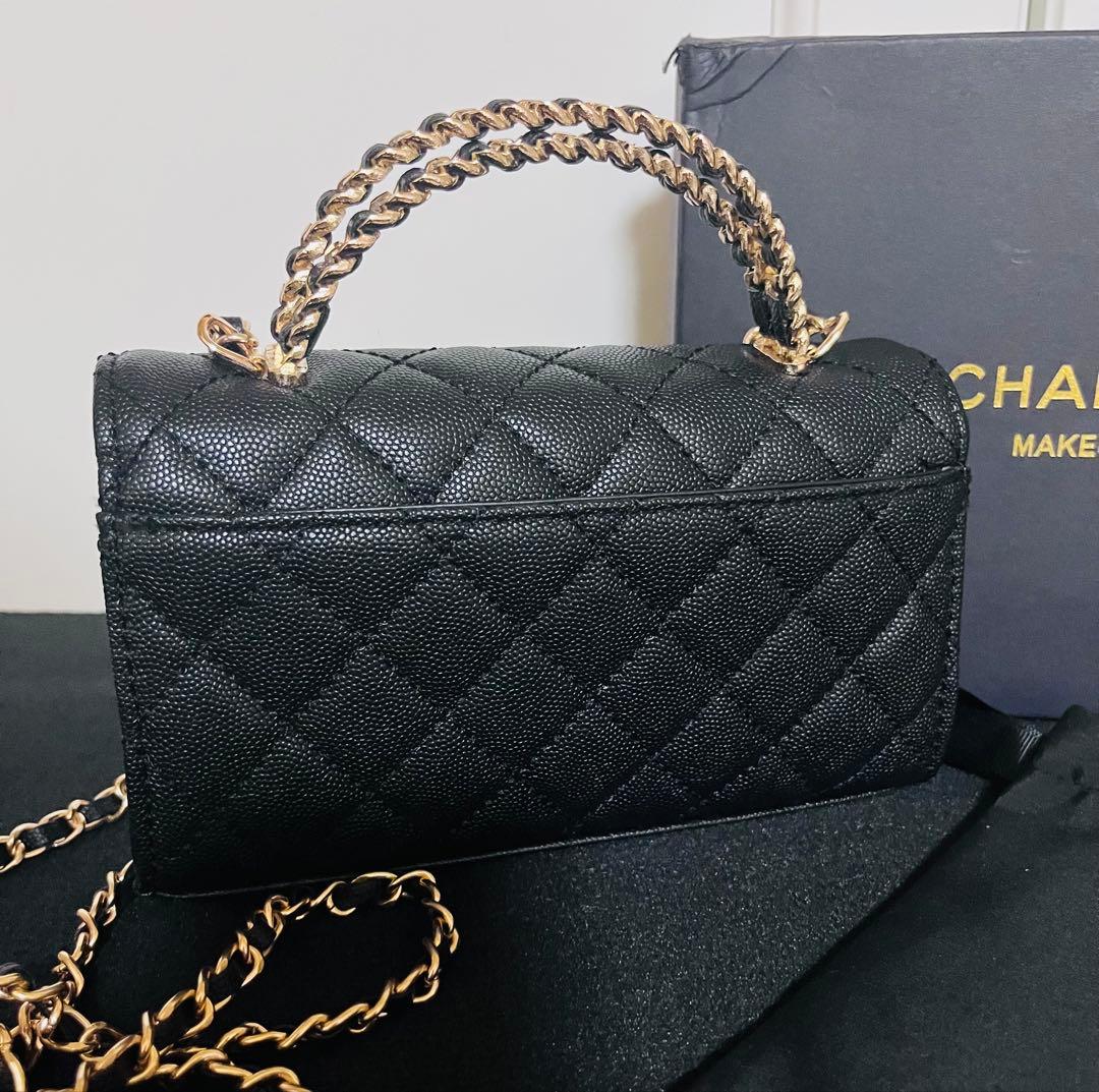CHANEL シャネル チェーンショルダーバッグキャビアスキンレディース　ココ