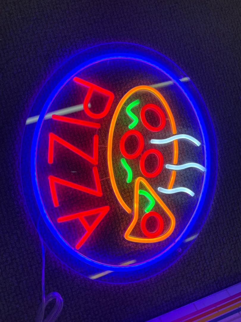 ネオンサイン　PIZZA　ピザ　アメリカン　ライト　LED　照明　ミラー　パネル