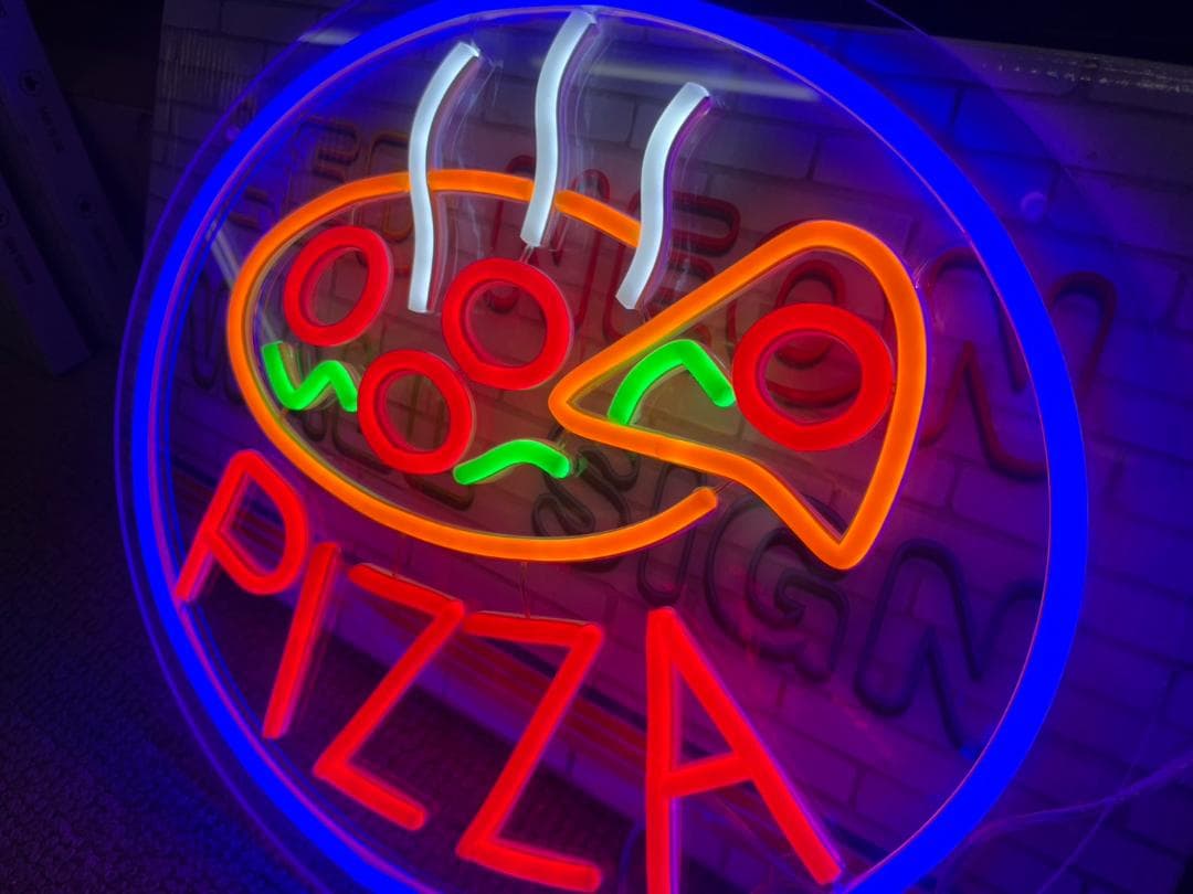 ネオンサイン　PIZZA　ピザ　アメリカン　ライト　LED　照明　ミラー　パネル