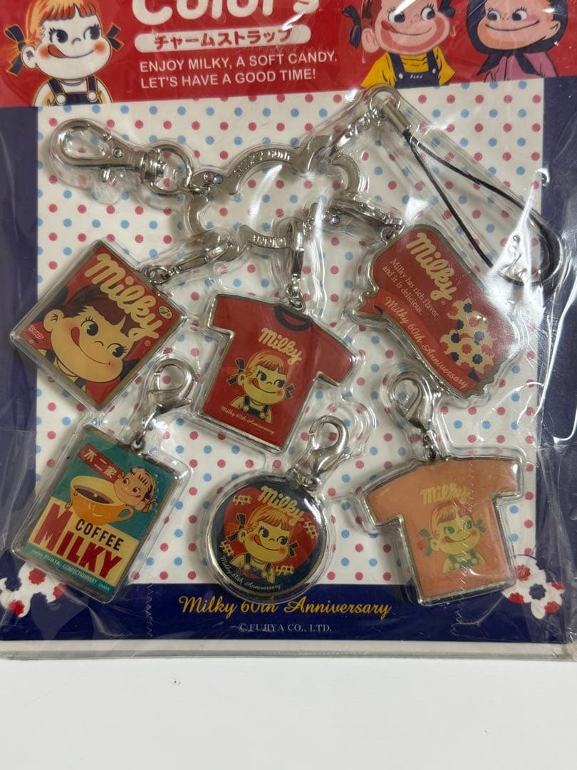 新品ミルキーmilkyチャームストラップ60周年記念★ペコちゃん激レア希少レトロ
