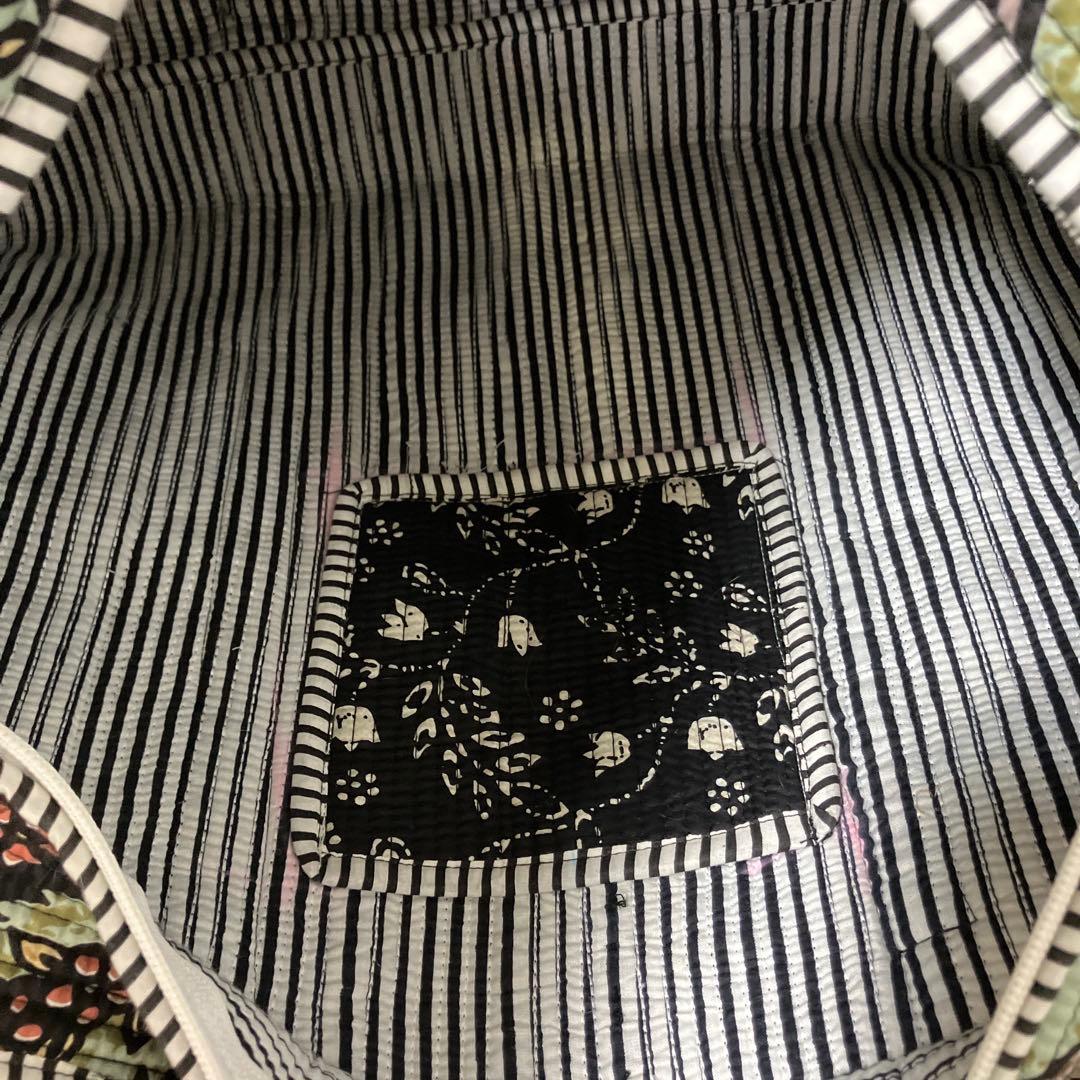 ハンドメイド キルティングトートバッグ 大容量 コットン